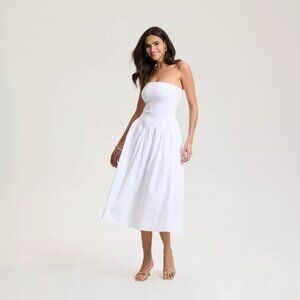 A New Day White Tube Top Bodice & A-Line Skirt Maxi Dress -- Size Small 4/6